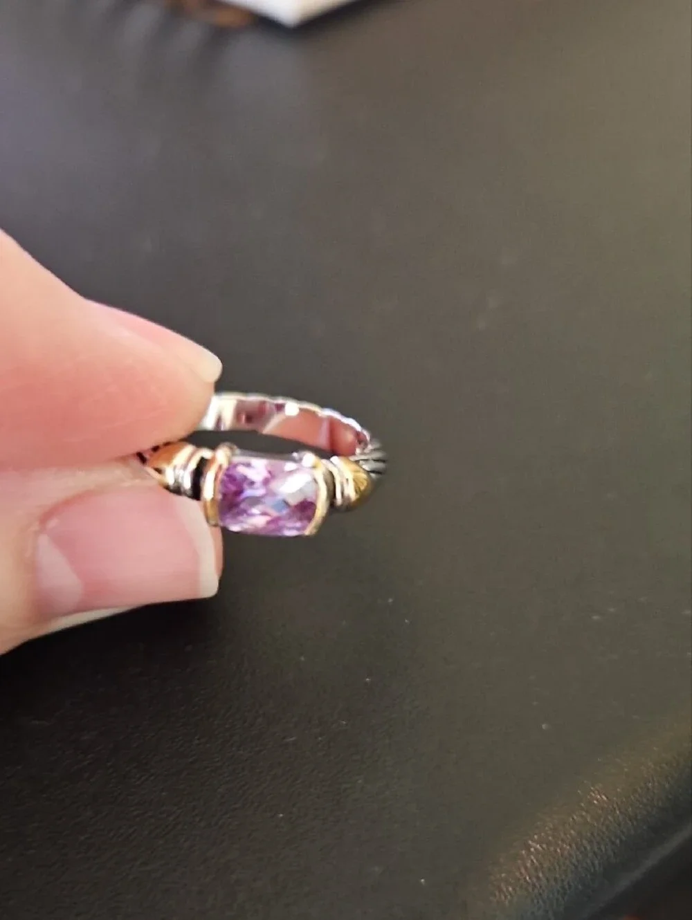 Amethyst Accent Silver and Gold-Tone Women's Ring